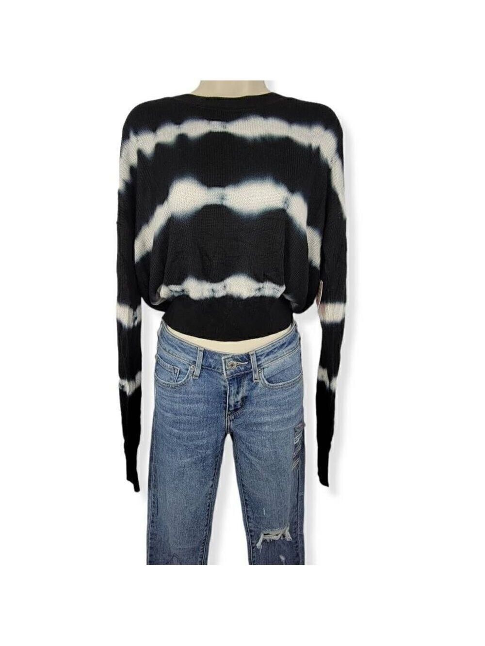 Crave Fame Black Tie Dye Knit Sweater XL Junior